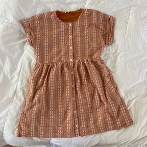 Madewell Embroidered Floral Terra Cotta Dress S Button Pockets Cozy Boho SMALL